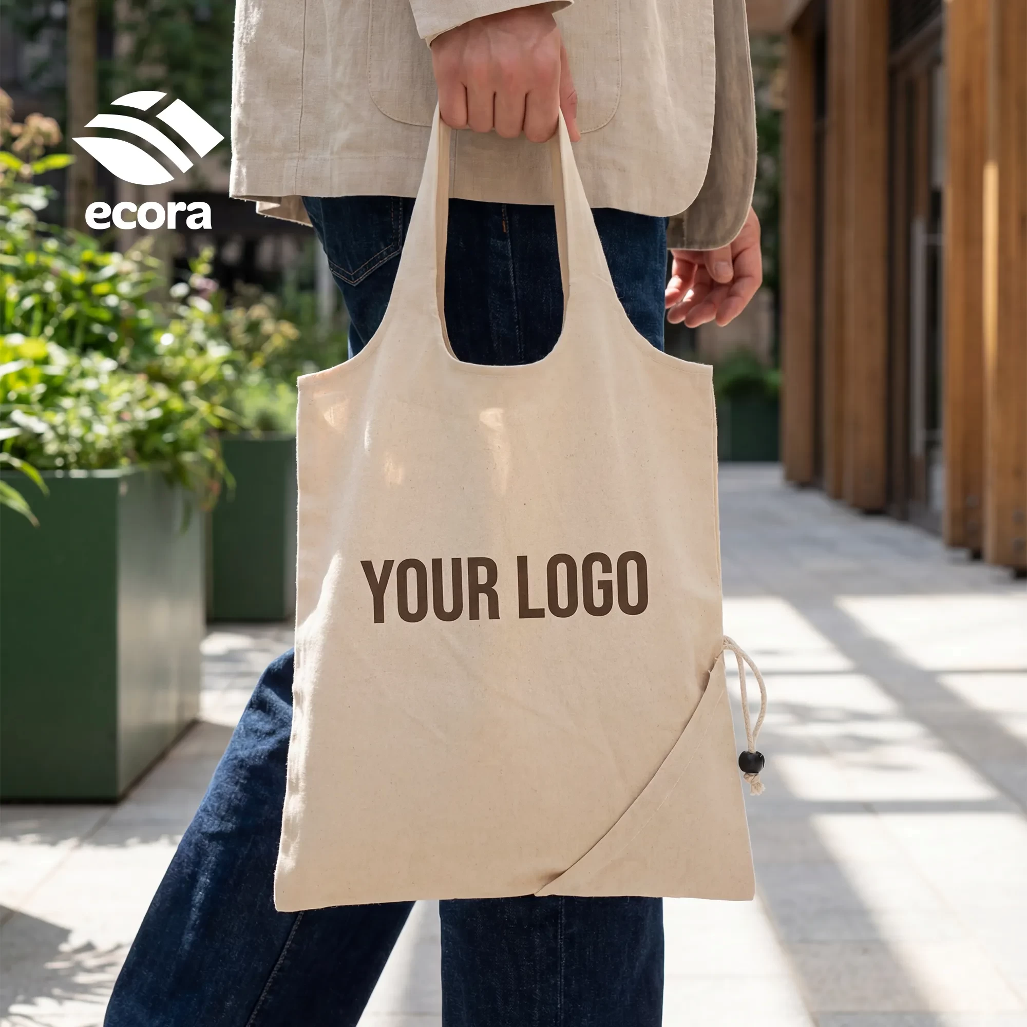 Ecora Foldable Canvas Shopping Bag — 140 GSM Natural