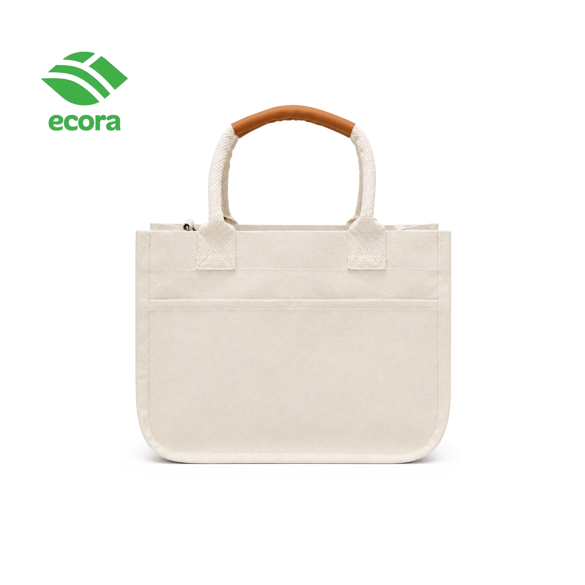 Ecora Laminated Canvas Tote with Leather Handles — 280 GSM Natural