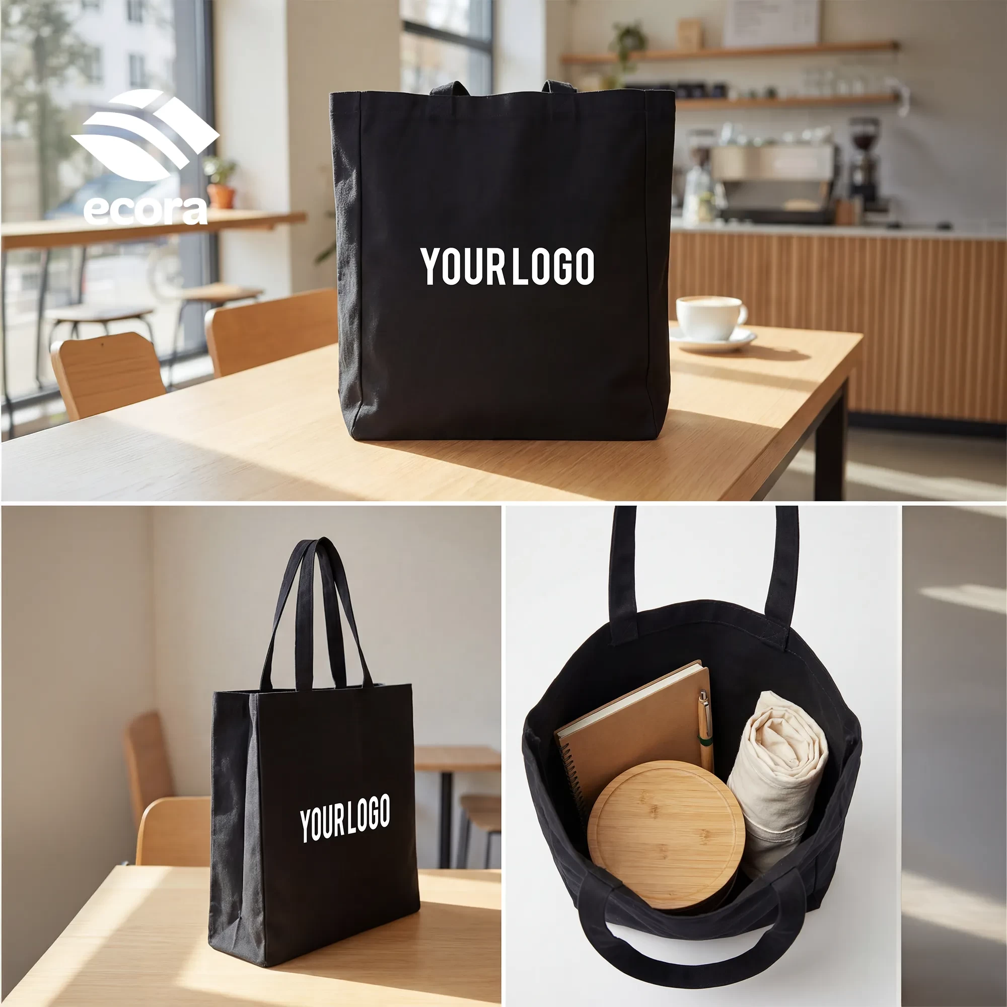 Ecora Premium Canvas Shopping Bag with 8 cm Gusset — 230 GSM