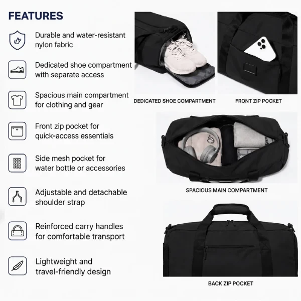 FLEXBAG Black | 30L Waterproof Multi-Functional Gym & Travel Bag