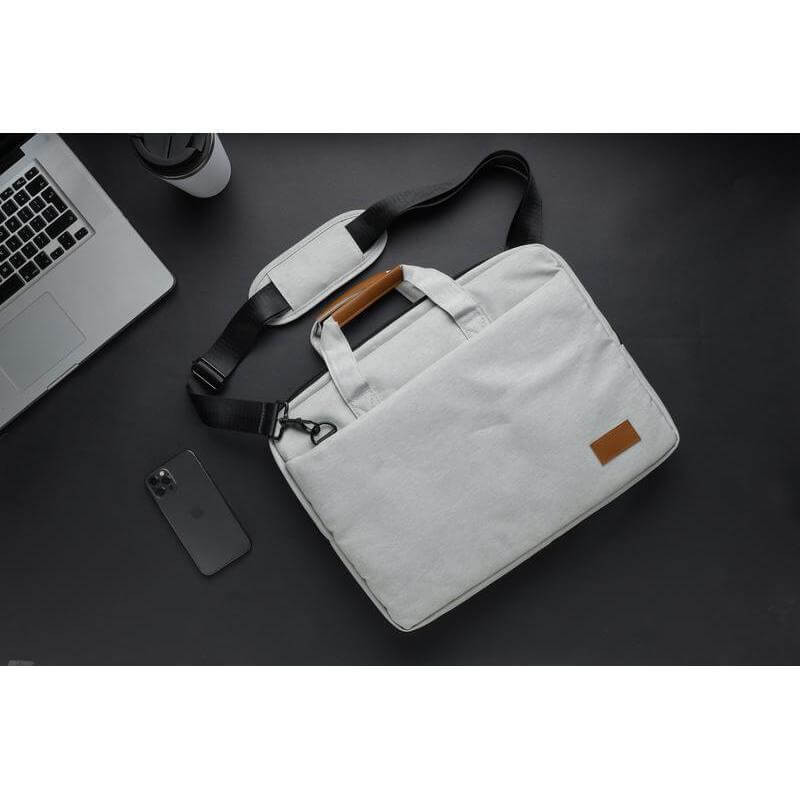 SLOTEN - Santhome® 15" Laptop Bag - Grey/Tan