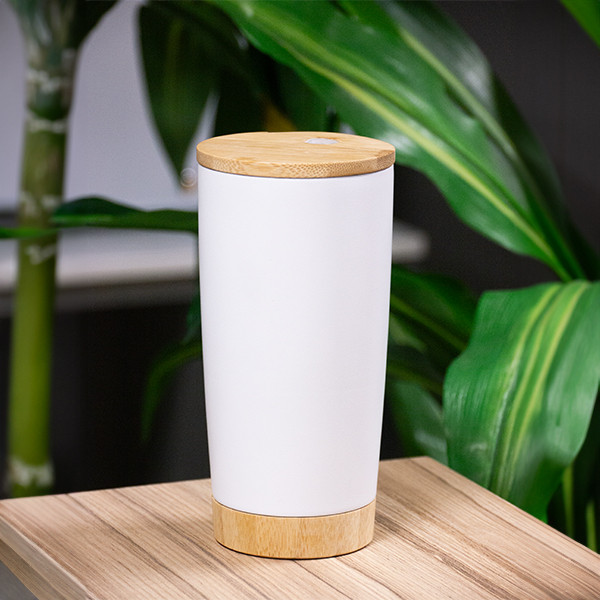 Stainless Steel Tumbler With Bamboo Lid And Base