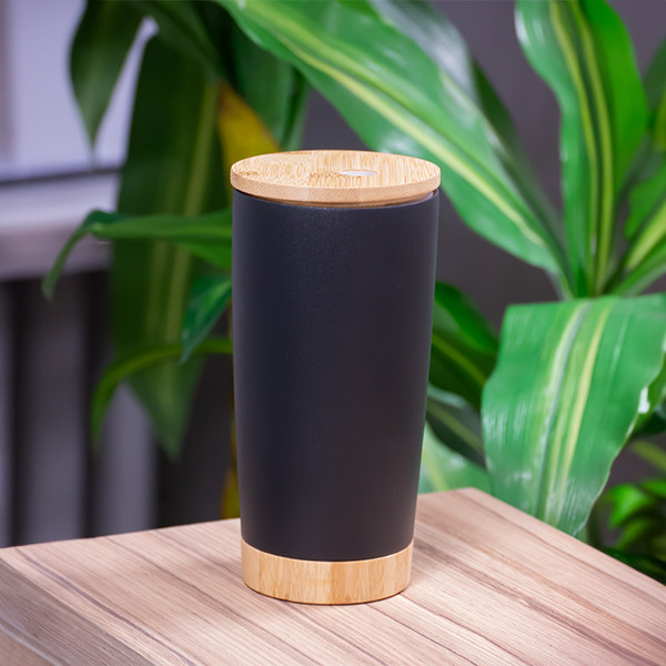 Stainless Steel Tumbler With Bamboo Lid And Base