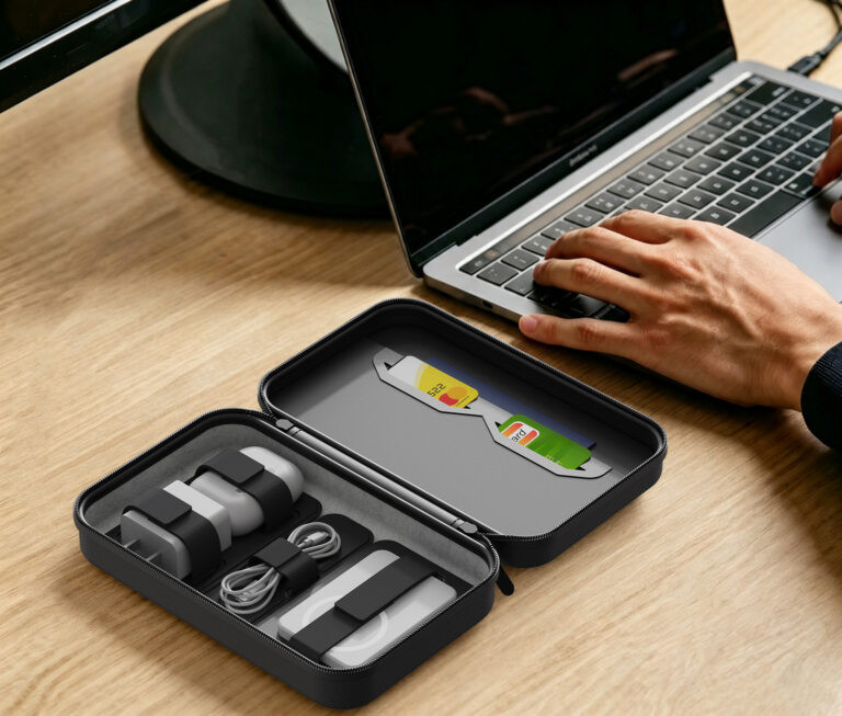 Tech Organizer | 3-in-1 Charging Travel Case with Built-In MagSafe Wireless Charger