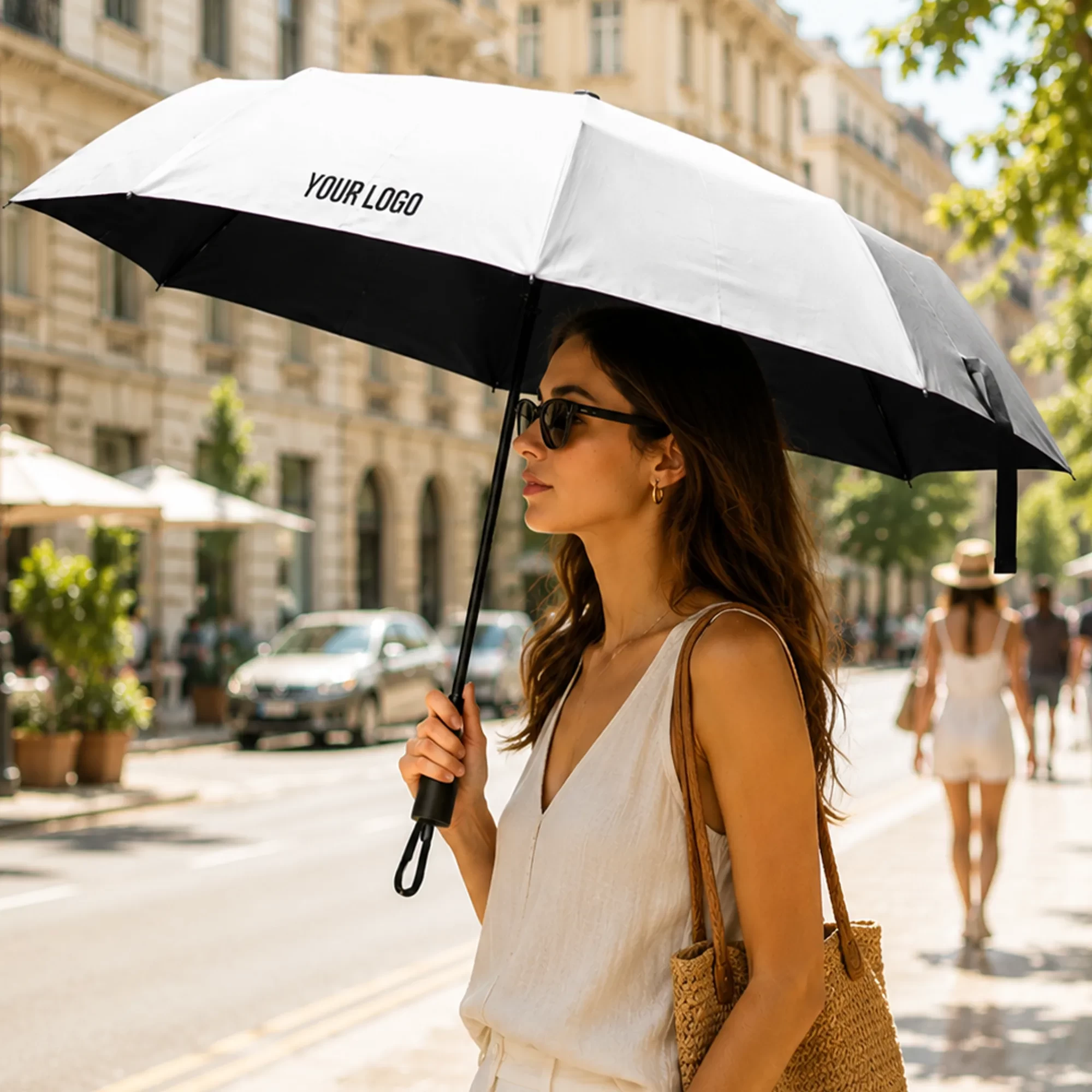 Ultra-Slim Metallic Silver Travel Umbrella – UV & Rain Protection