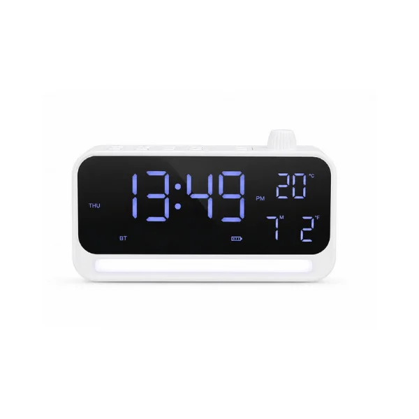 TIME BEAT White | Bluetooth 5.4 Speaker with Digital Alarm Clock & Calendar Display