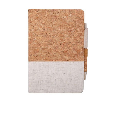 Borsa - A5 Size Cork & Fabric Hard Cover Notebook  with Pen