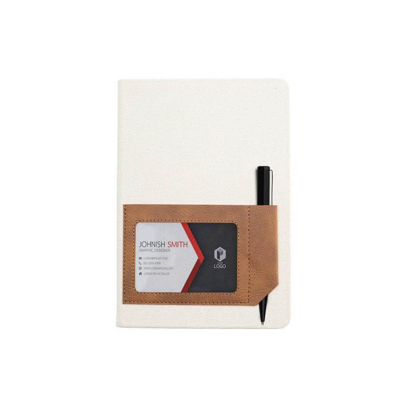 ADANA - Santhome Recycled Canvas A5 Hard Cover Notebook with PU Pocket