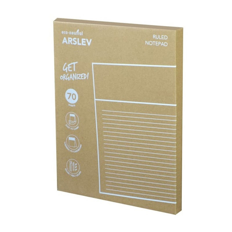 ARSLEV - A4 Ruled Desk Notepad with Pen, Ruler and U-clips
