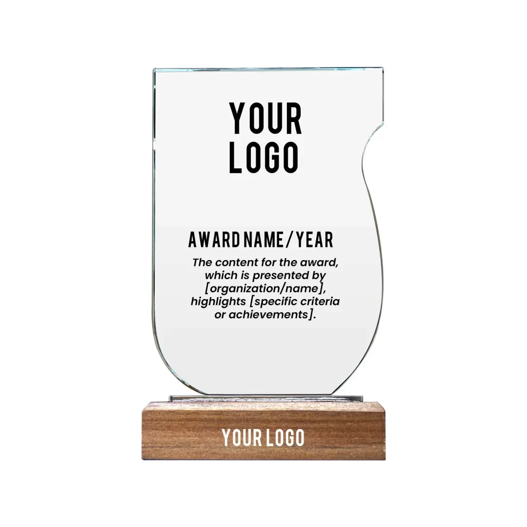 Crystal Award With Wooden Base