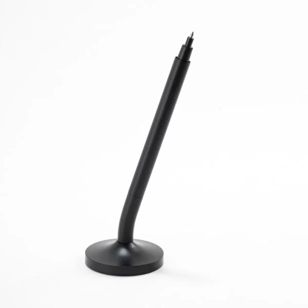 DESK MAGPEN – Sleek Matte Black Aluminum Roller Pen with 0.7mm Blue Ink & Matching Stainless Steel Base