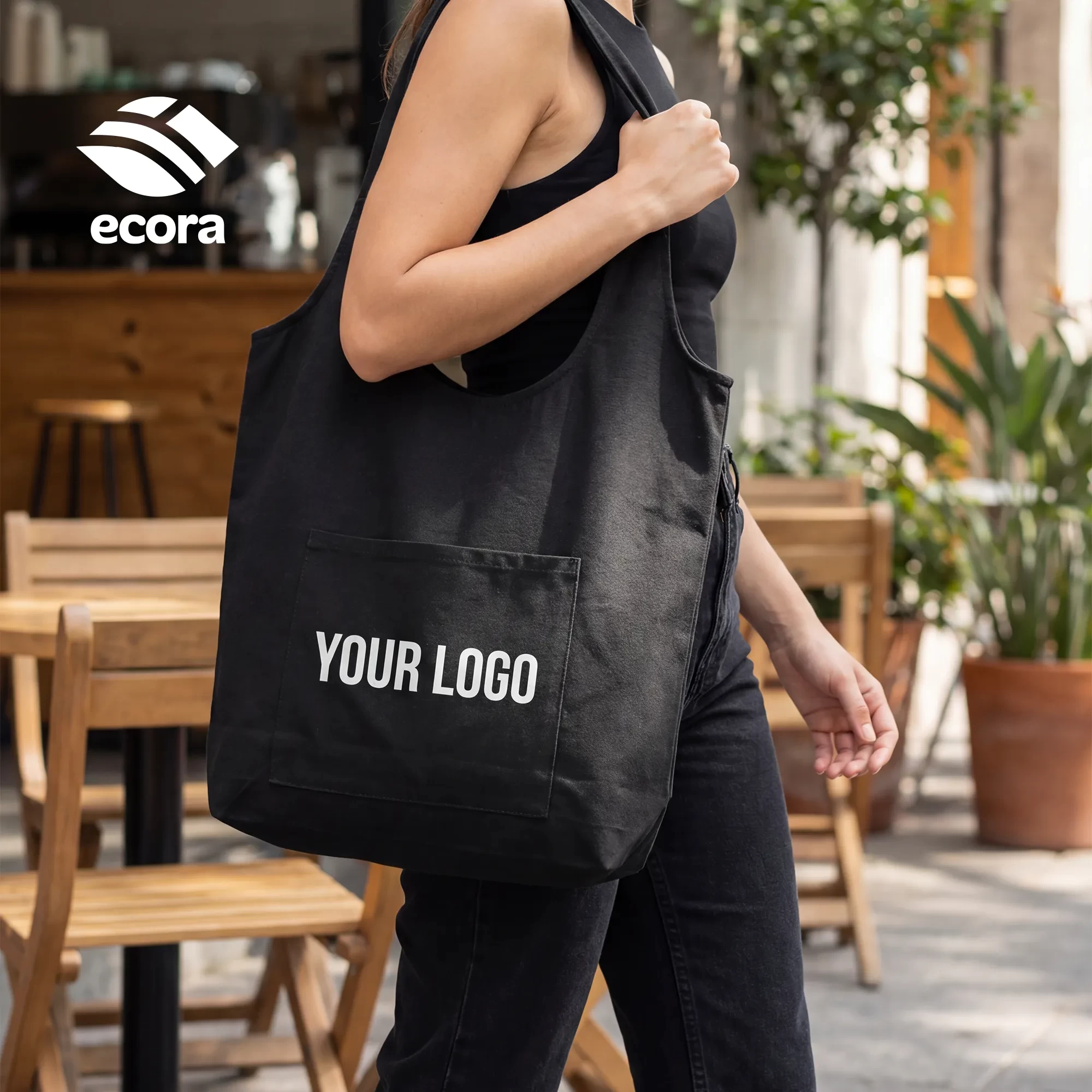 Ecora Canvas Shoulder Tote Bag with 13 cm Gusset — 220 GSM