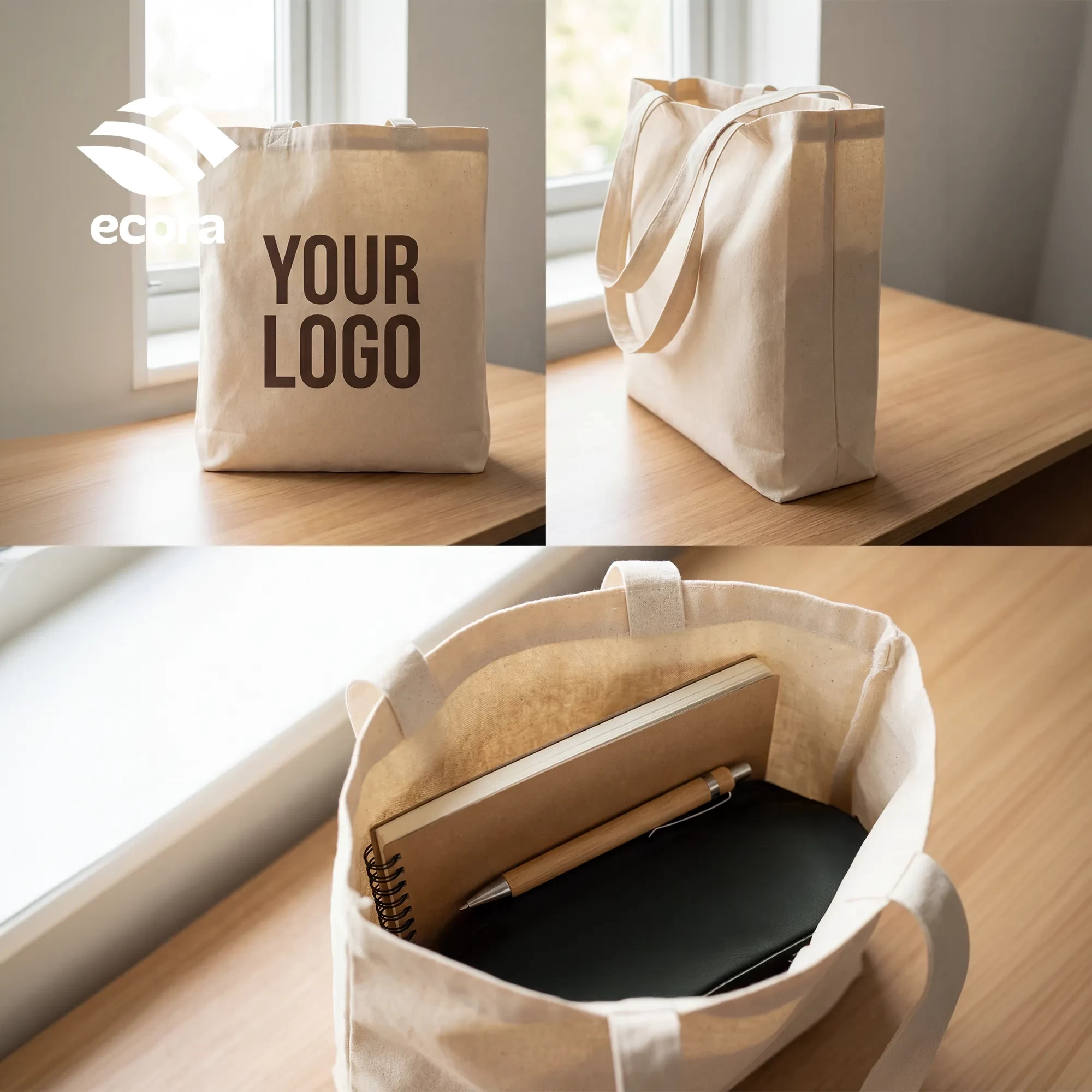 Ecora Premium Canvas Shopping Bag with 8 cm Gusset — 230 GSM