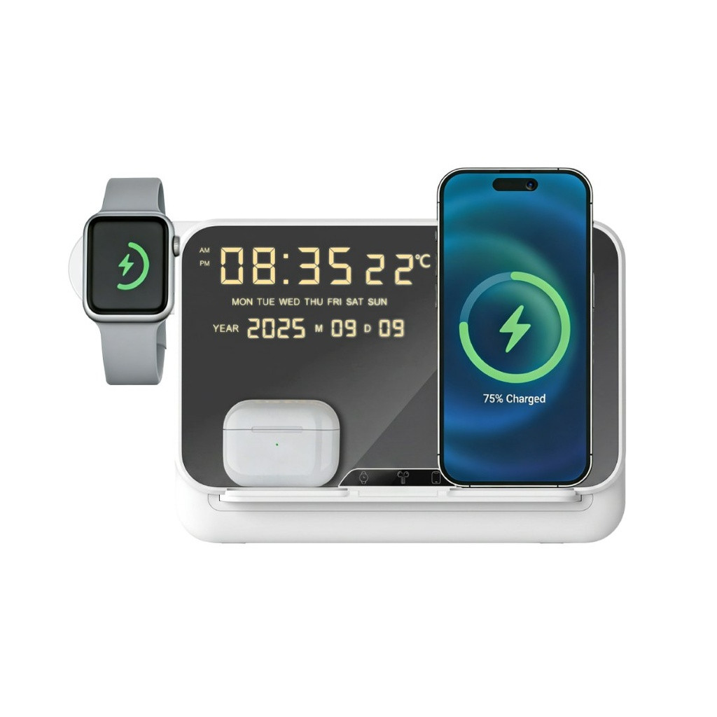 FAROS - @memorii 5 in 1 Wireless Fast Charging Station with Display Clock