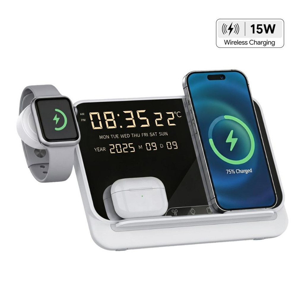 FAROS - @memorii 5 in 1 Wireless Fast Charging Station with Display Clock