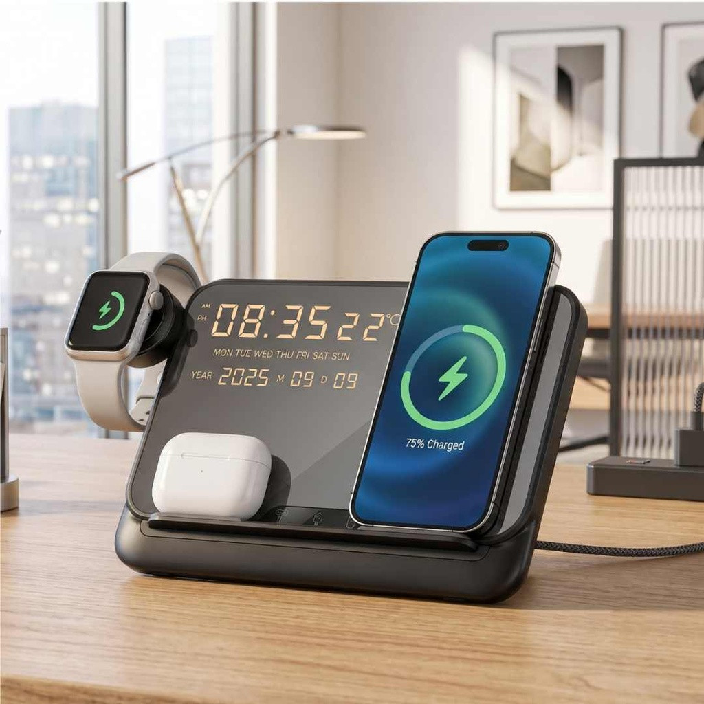 FAROS - @memorii 5 in 1 Wireless Fast Charging Station with Display Clock