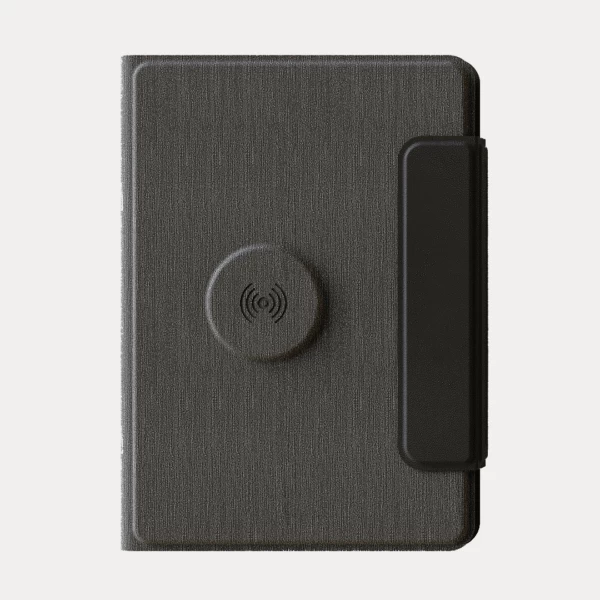 FLAPNOTE POWER – Elegant PU Notebook with 64 Sheets & Built-In 5000mAh Wireless Charging Power Bank for On-the-Go Productivity