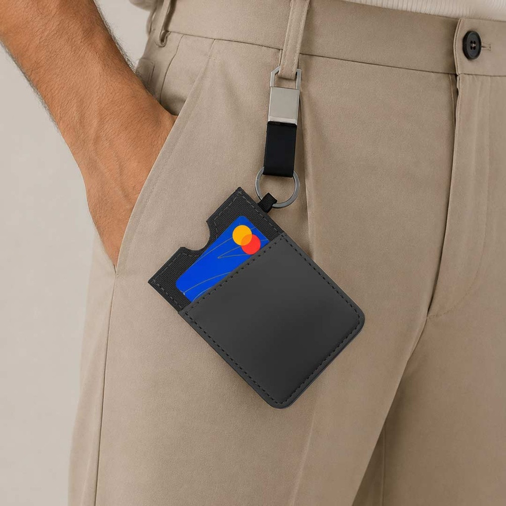 LUGANO - Vertical RFID Cardholder Wallet with Keyring