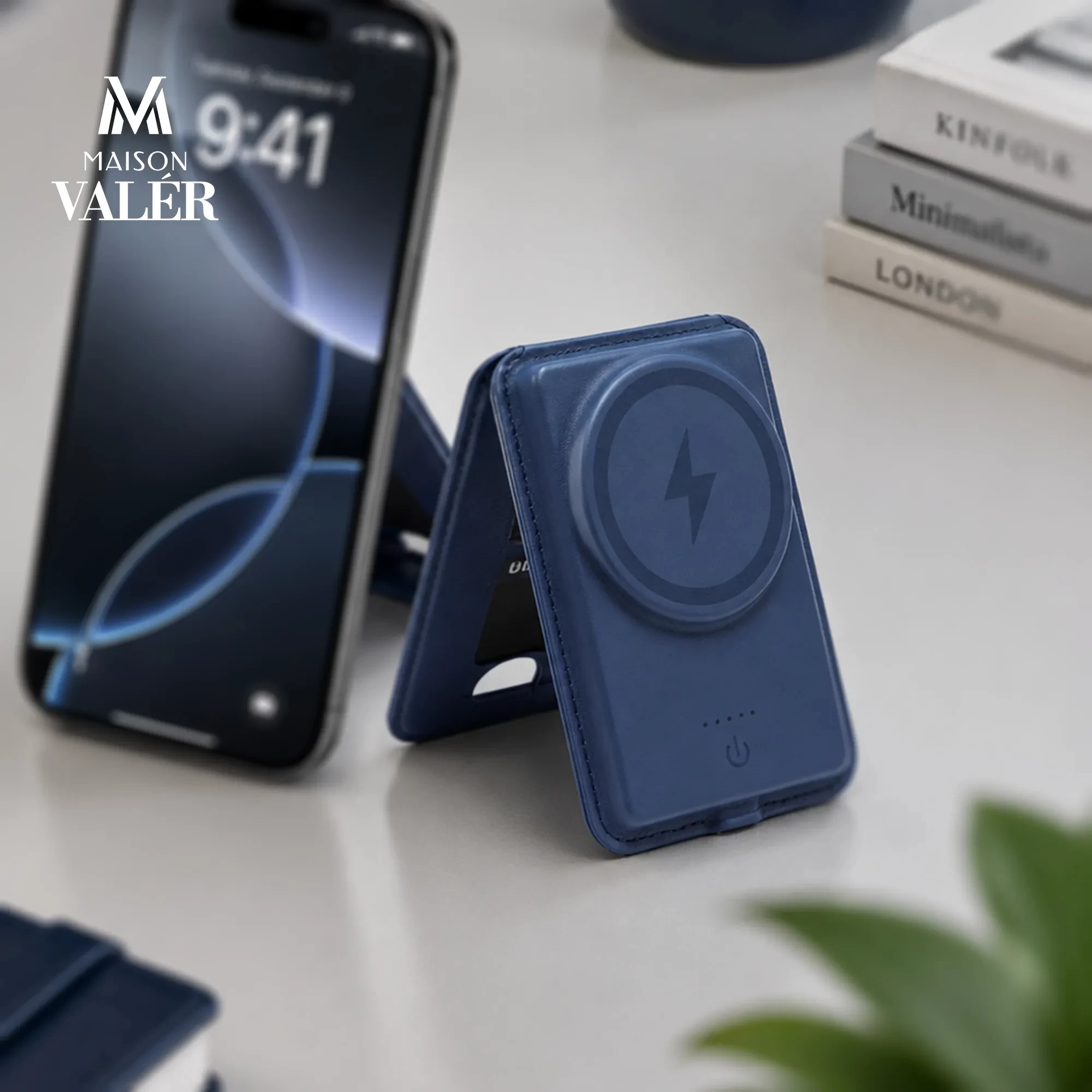 Maison Valer Magnetic Foldable Power Bank Wallet 5000mAh with Card Holder & Stand