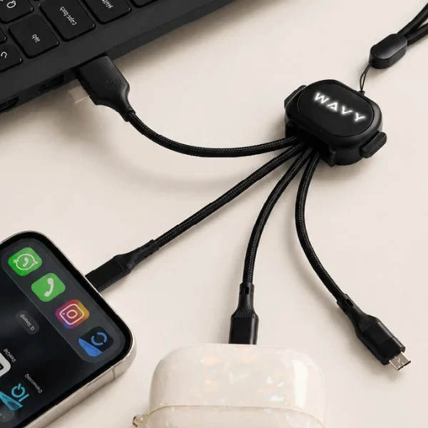 PIXI Cable with NFC | 5-in-1 Fast Charging Cable with Smart NFC Sharing