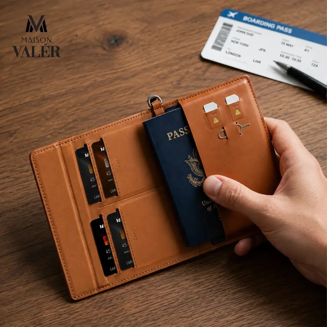 Premium Leather Travel Wallet & Passport Holder