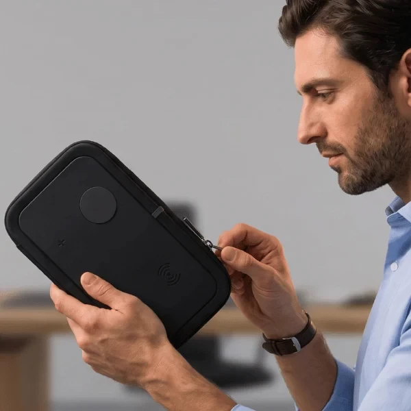 Tech Organizer | 3-in-1 Charging Travel Case with Built-In MagSafe Wireless Charger