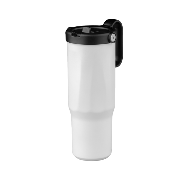 EXPLORER Powder Coating – Versatile 900ml Recycled Stainless Steel Mug with Straw