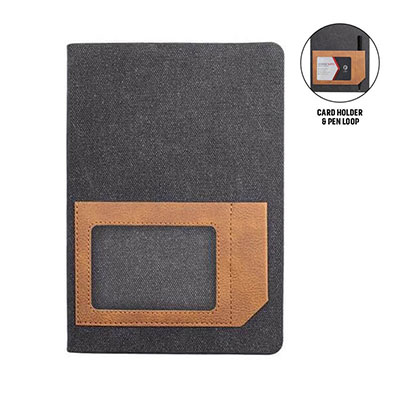 ADANA - Santhome Recycled Canvas A5 Hard Cover Notebook with PU Pocket
