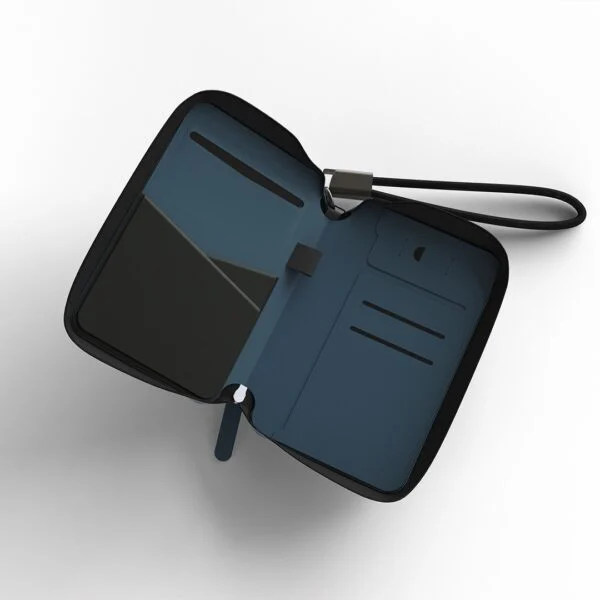 TRAVI WALLET – Sleek PU Leather Travel Case with Integrated Charging Cable for Tech Accessories & On-the-Go Power