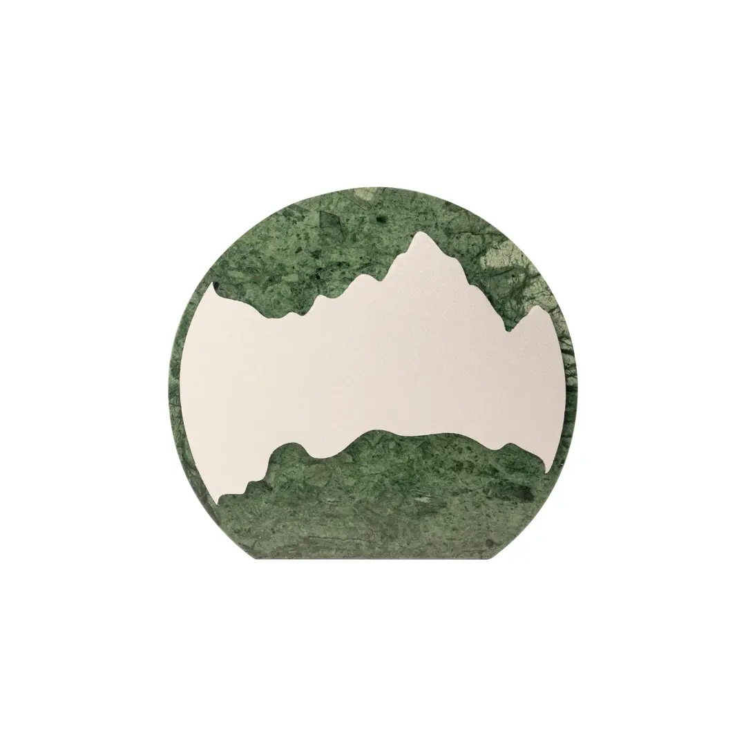Green Stone Round Plaque Award With Metal Plate