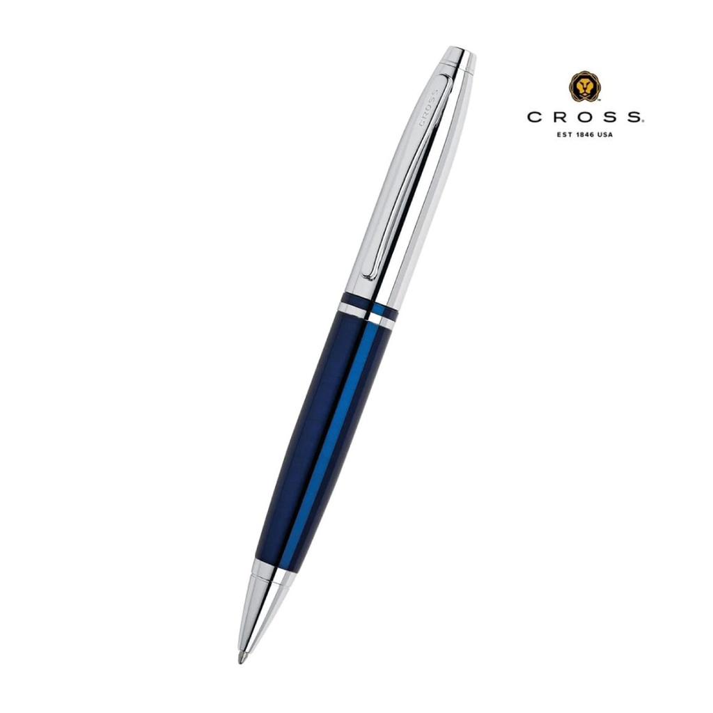 Cross Calais™ Chrome/Blue Lacquer with Polished Chrome Appointments Ballpoint Pen