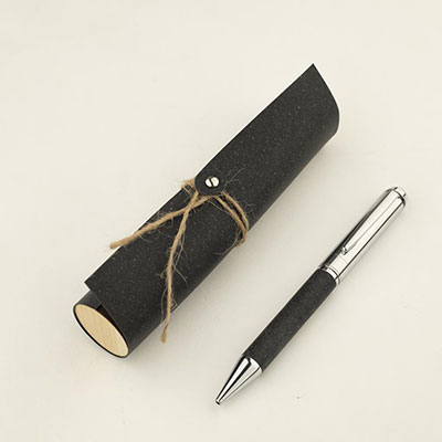 eco-neutral Metal Pen with Recycled Leather Barrel