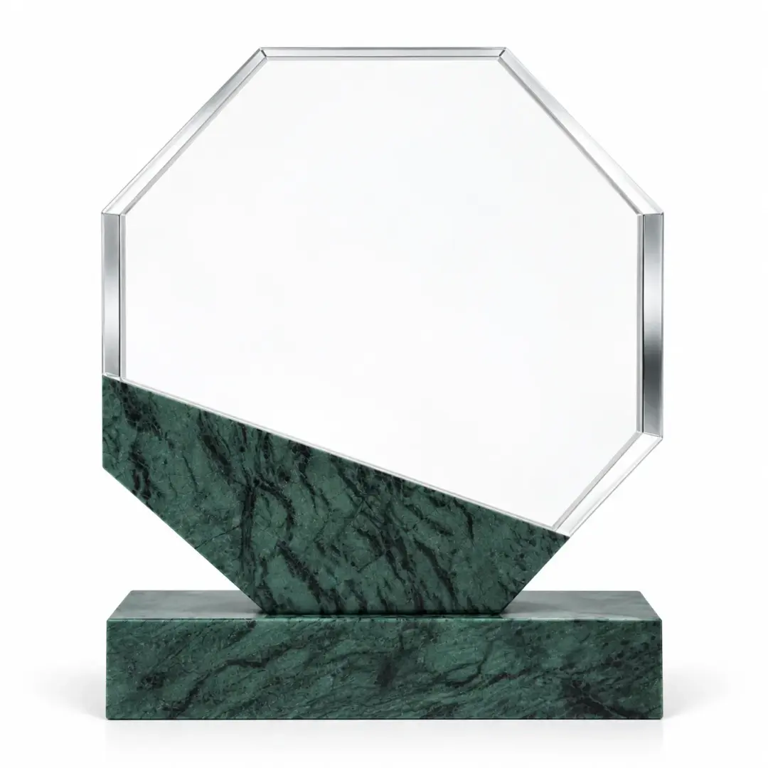 Green Marble Octagonal Crystal Award