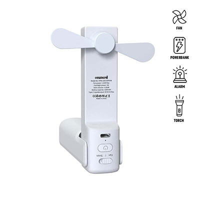 ZEPHYR - @memorii 4-in-1 Fan Powerbank, Safety Alarm & Torch
