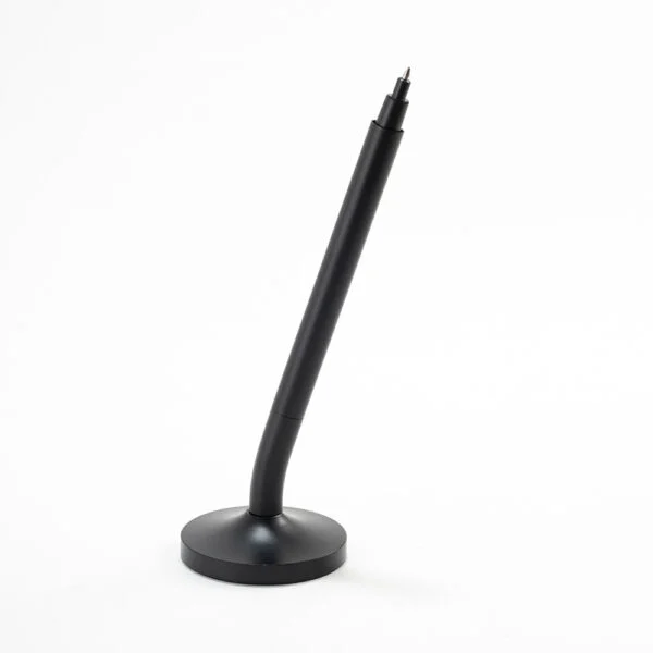 DESK MAGPEN – Sleek Matte Black Aluminum Roller Pen with 0.7mm Blue Ink & Matching Stainless Steel Base
