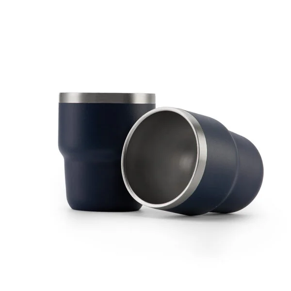 ESPRESSO STACKABLE – Stylish 80ml Double-Wall Stainless Steel Espresso Cups with Silver-Lined Lid & Premium Gift Box