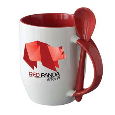 Graz - 11OZ Colored Inside Handle 
 with Spoon Mug