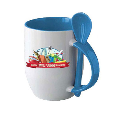 Graz - 11OZ Colored Inside Handle 
 with Spoon Mug