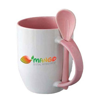 Graz - 11OZ Colored Inside Handle 
 with Spoon Mug