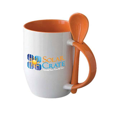 Graz - 11OZ Colored Inside Handle 
 with Spoon Mug