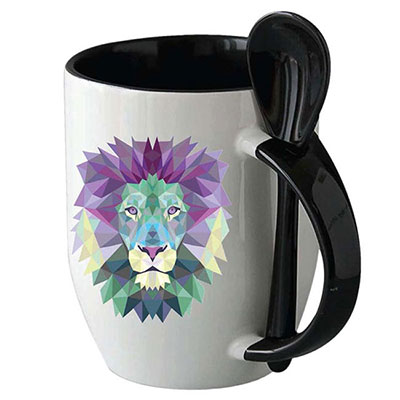 Graz - 11OZ Colored Inside Handle 
 with Spoon Mug