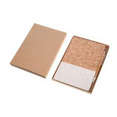 Borsa - A5 Size Cork & Fabric Hard Cover Notebook  with Pen