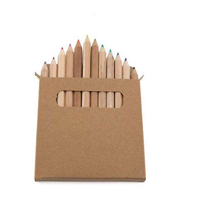 Takapuna - Set of 12 Pencils in Natural Cardboard Box with Window