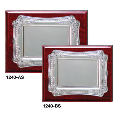 Wooden Plaque Silver Laserable Plate 1240