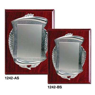 Wooden Plaque Silver Laserable Plate 1242